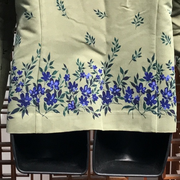 Leslie Fay stylish green and blue button-up jacket w/detailed skirts size 12 - Picture 6 of 8